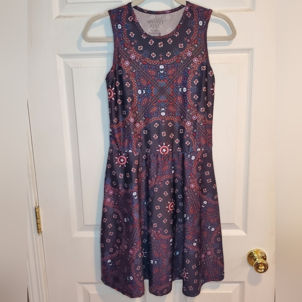 Mighty Fine Marvel Comics Captain America Sleeveless Skater‎ Dress Size Small